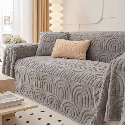 Plush Arch Pattern Modern Dual-Use Throw Blanket Sofa Cover