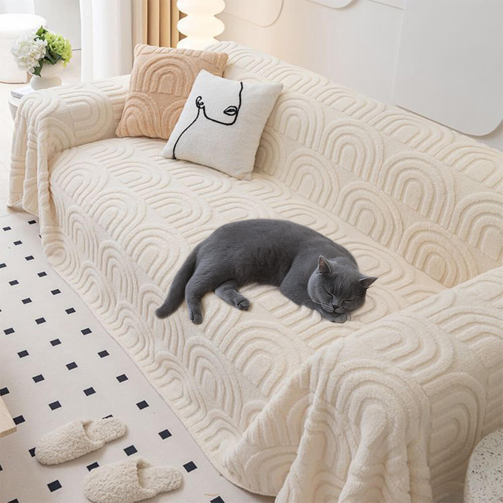 Plush Arch Pattern Modern Dual-Use Throw Blanket Sofa Cover