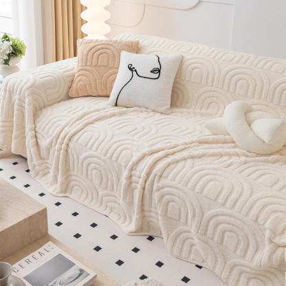 Plush Arch Pattern Modern Dual-Use Throw Blanket Sofa Cover