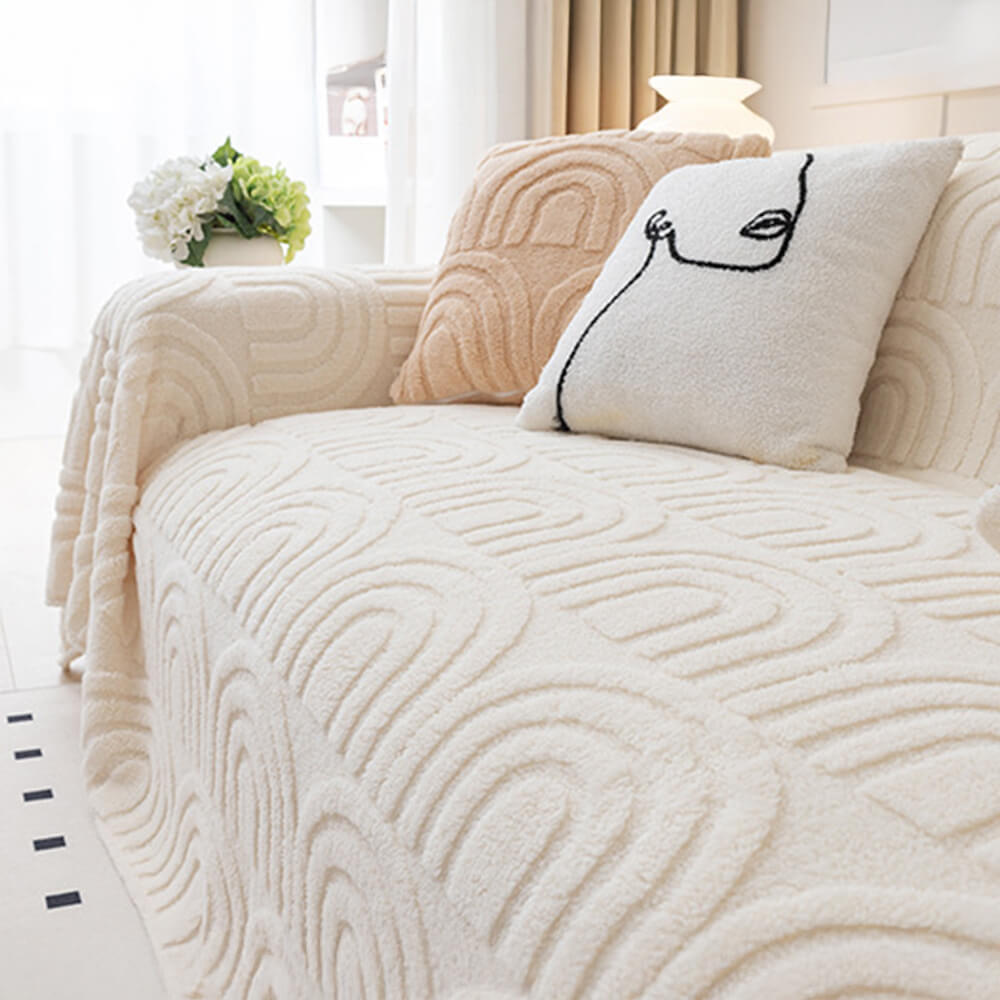 Plush Arch Pattern Modern Dual-Use Throw Blanket Sofa Cover