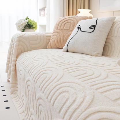 Plush Arch Pattern Modern Dual-Use Throw Blanket Sofa Cover