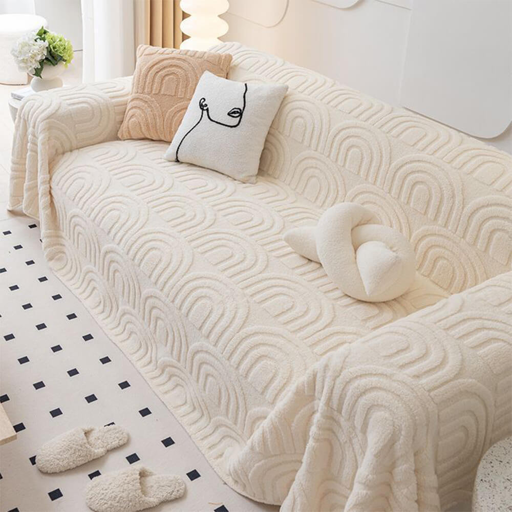 Plush Arch Pattern Modern Dual-Use Throw Blanket Sofa Cover