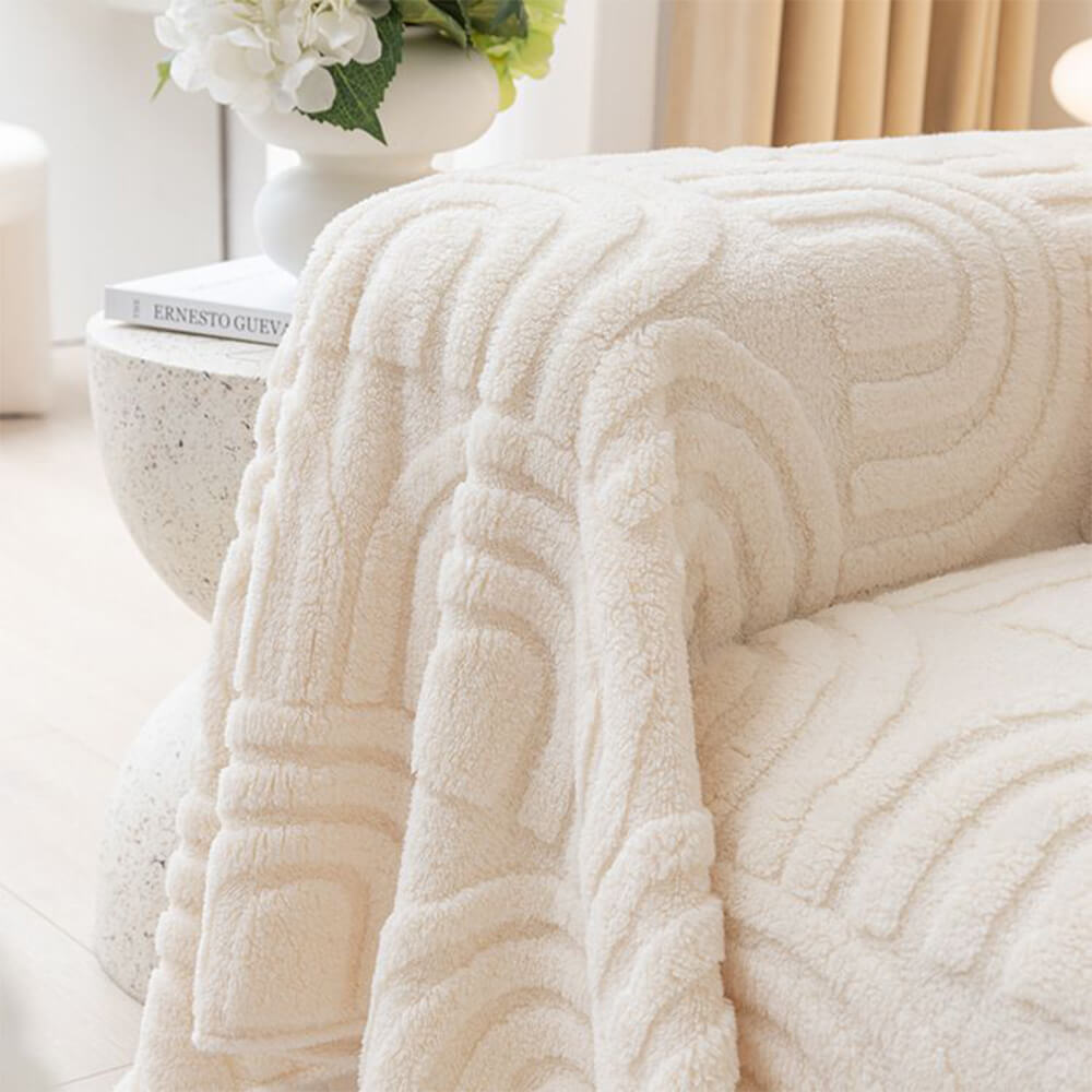 Plush Arch Pattern Modern Dual-Use Throw Blanket Sofa Cover