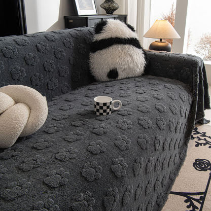 Plush Paw-Patterned Soft Furniture Protector Sofa Throw Cover