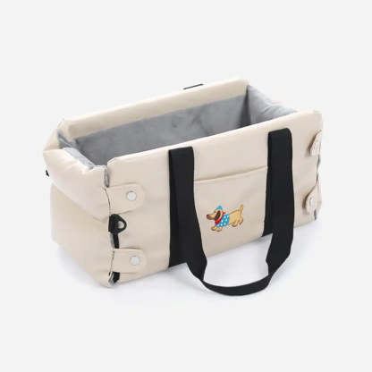 Portable Travel Faux Leather Waterproof Centre Console Pet Car Seat