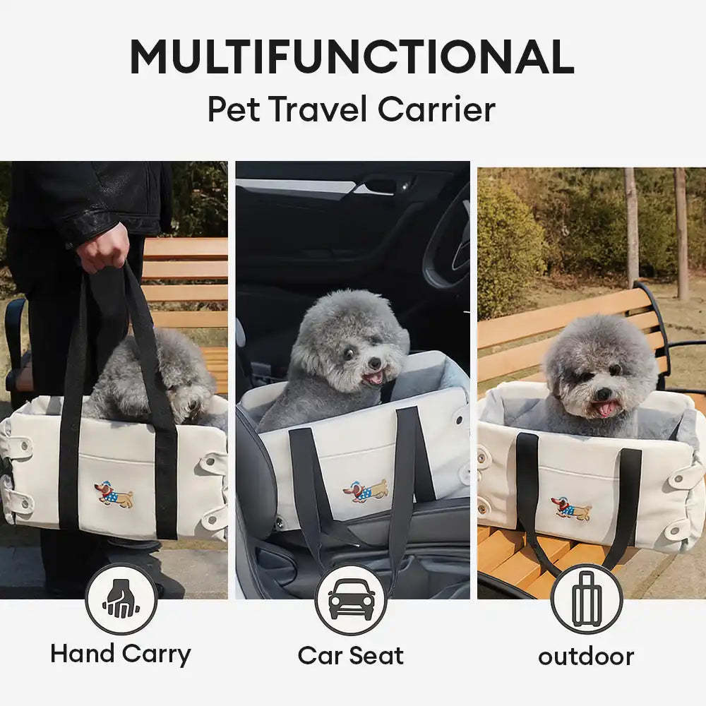 Portable Travel Faux Leather Waterproof Centre Console Pet Car Seat