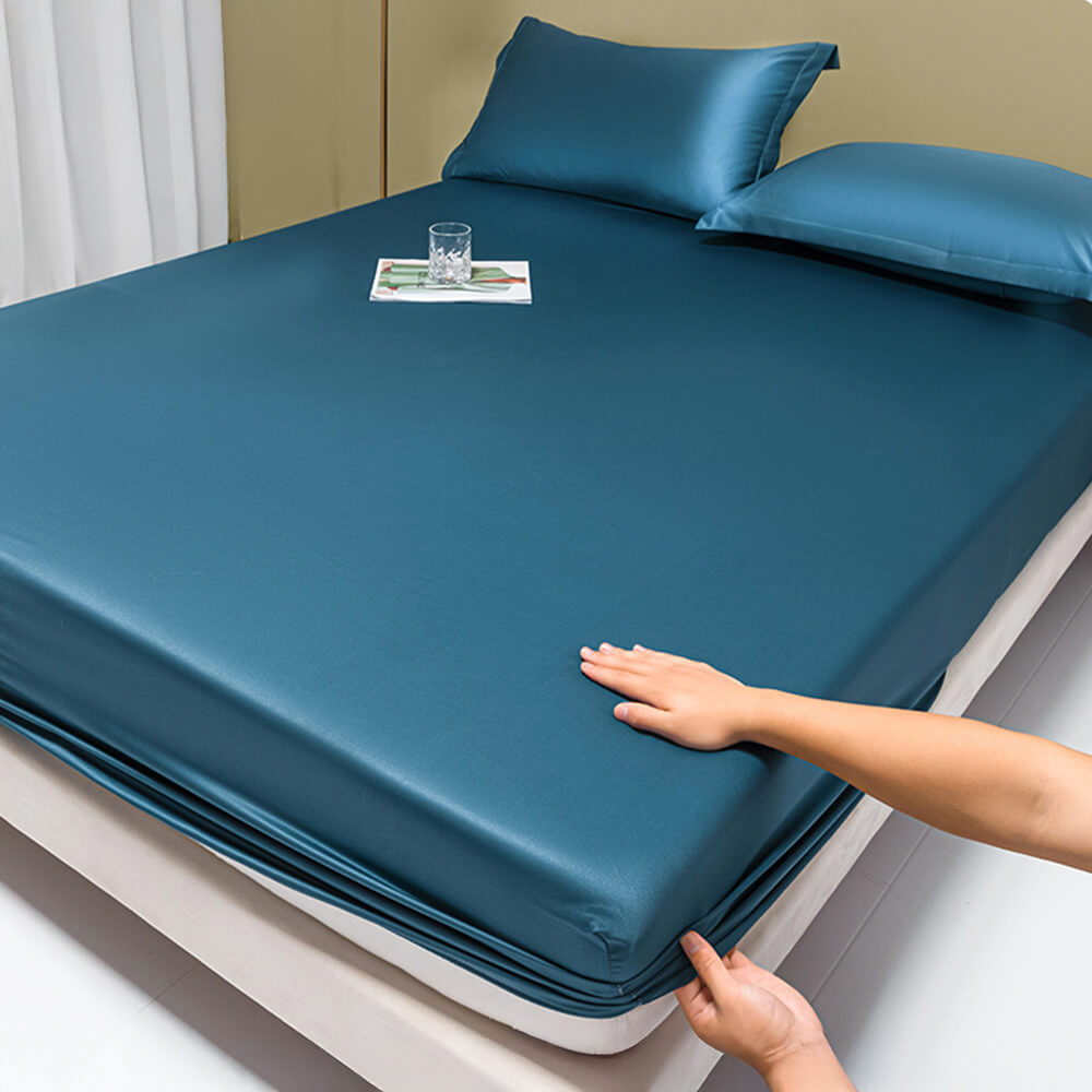 Premium Solid Colour Silky Cooling 100s Lyocell Fitted Sheet Mattress