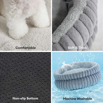 Round Plush Comfort Dog Bed With Raised Sides - Cuddling Bed