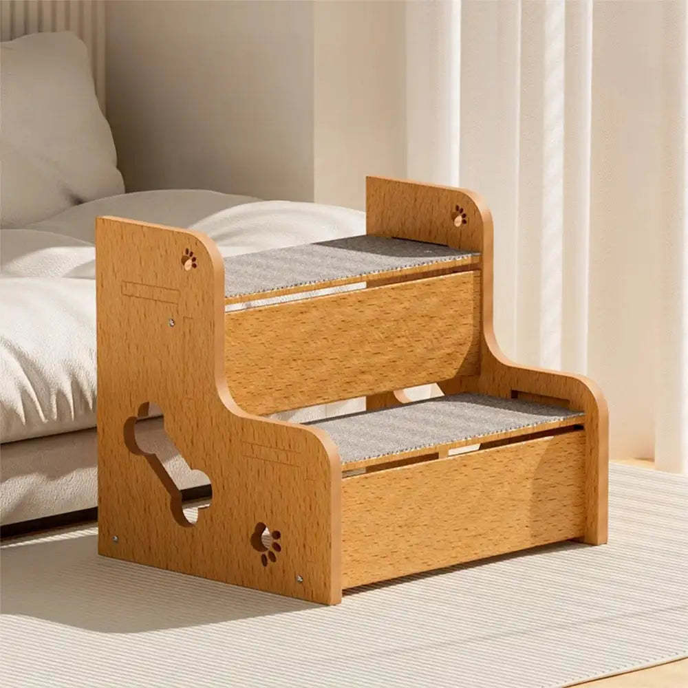 Safe Sturdy Wood Non-Slip Dog Ramp Steps