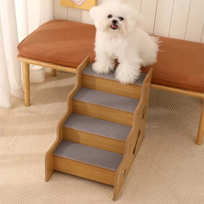 Safe Sturdy Wood Non-Slip Dog Ramp Steps