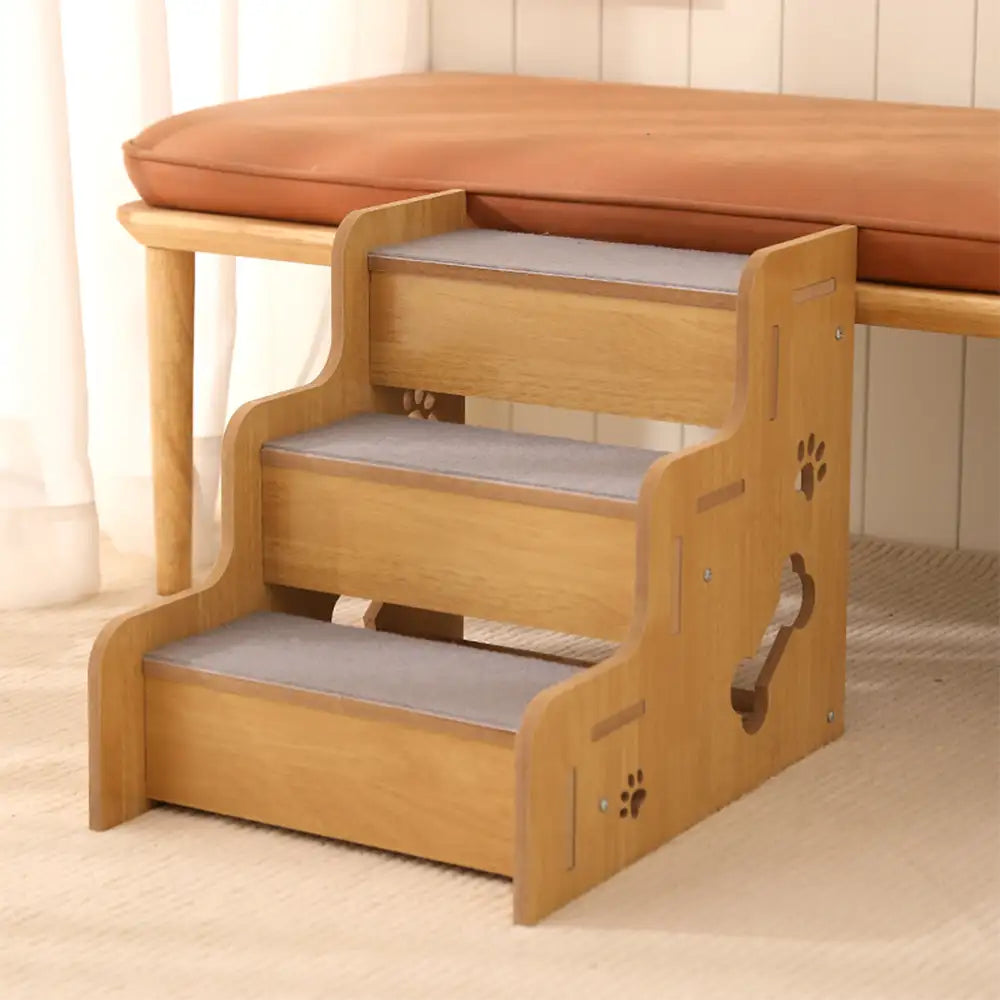 Safe Sturdy Wood Non-Slip Dog Ramp Steps