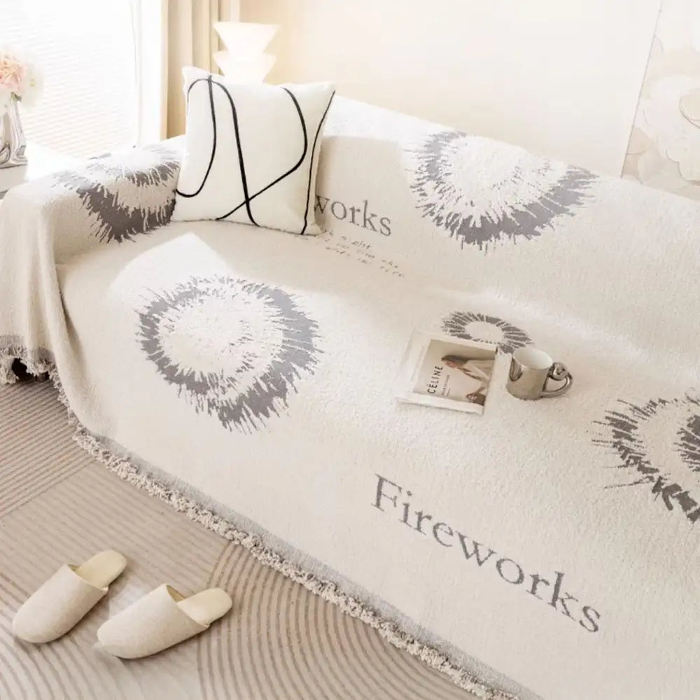 Simple Double-Sided Plush Yarn Scratch-Resistant Comfortable Sofa Cover - Fireworks