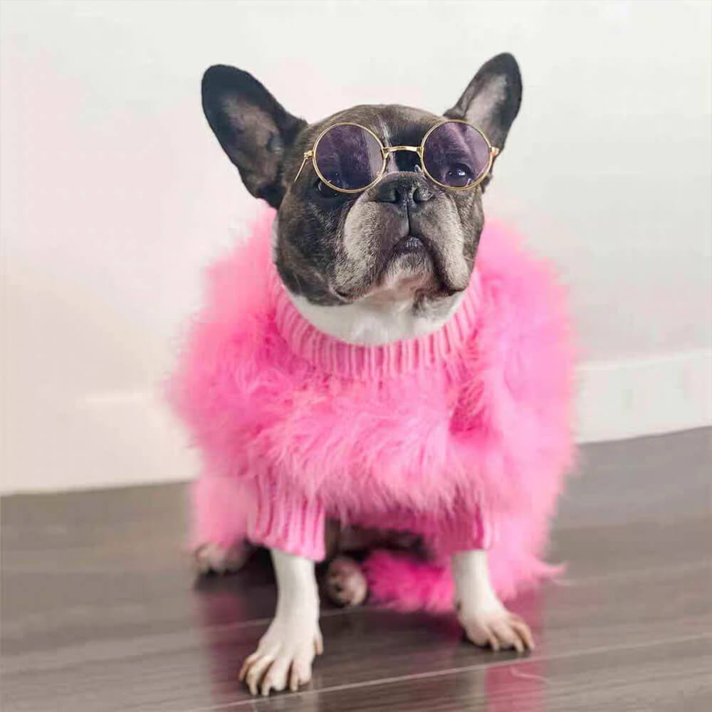 Soft Fluffy Fashion Luxurious Dog Clothes Turtleneck Knit Jumper