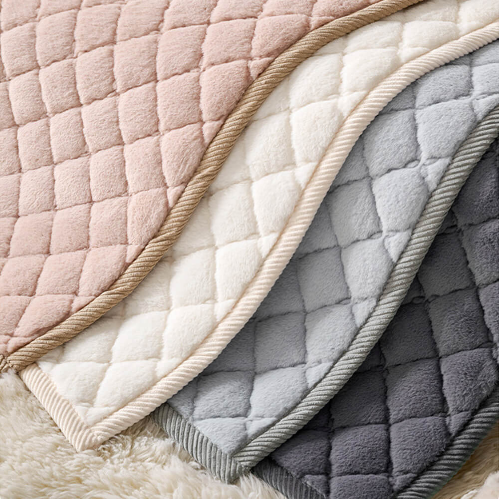 Soft Plush Diamond Quilted Anti-Slip Cushion Sofa Cover