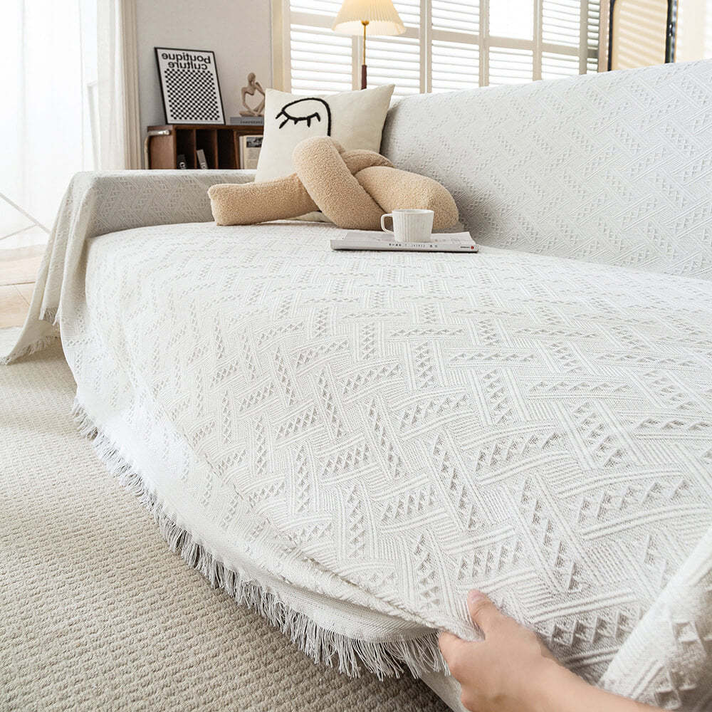 Soft T-Pattern Cotton Gauze Sofa Drape Throw Sofa Cover