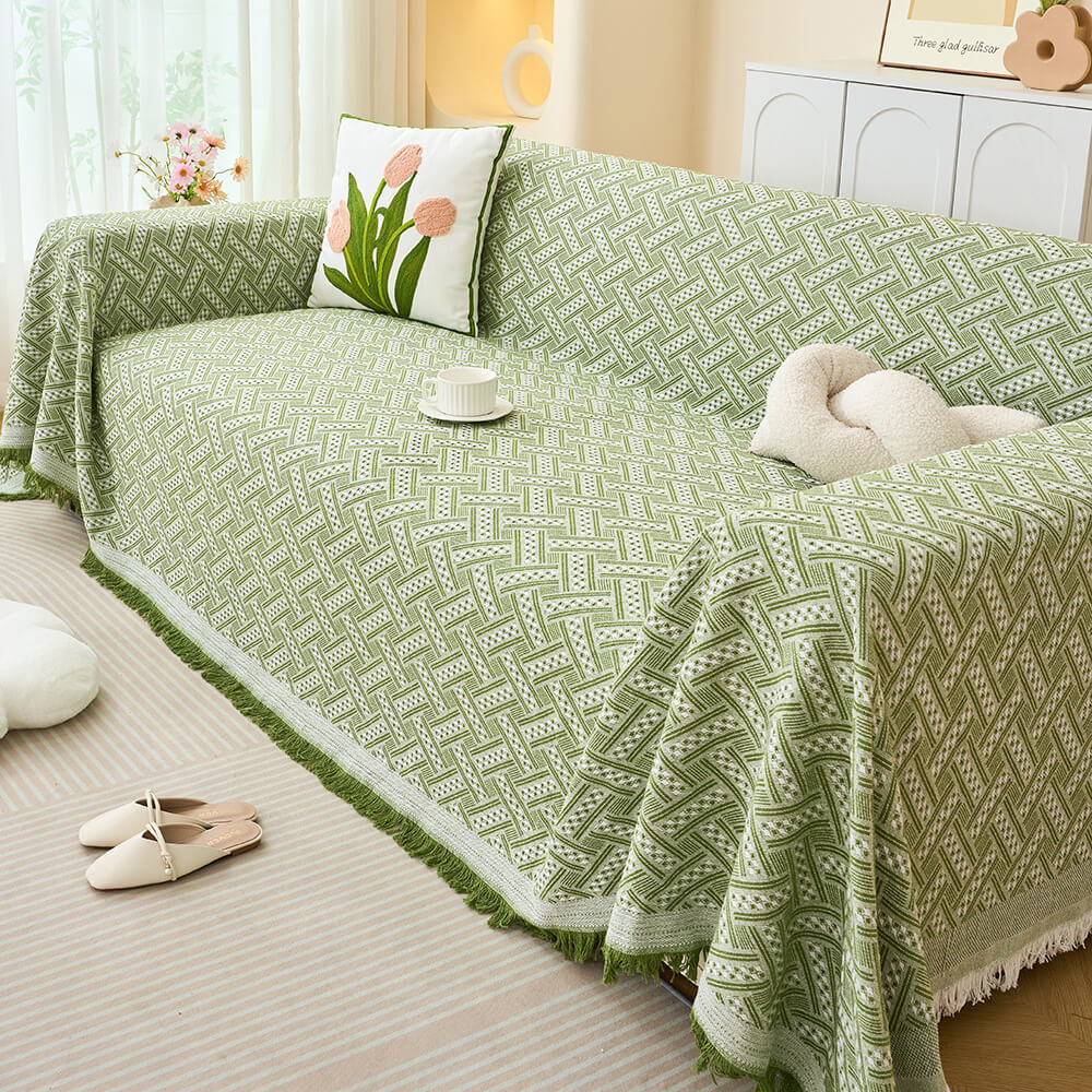 Soft T-Pattern Cotton Gauze Sofa Drape Throw Sofa Cover