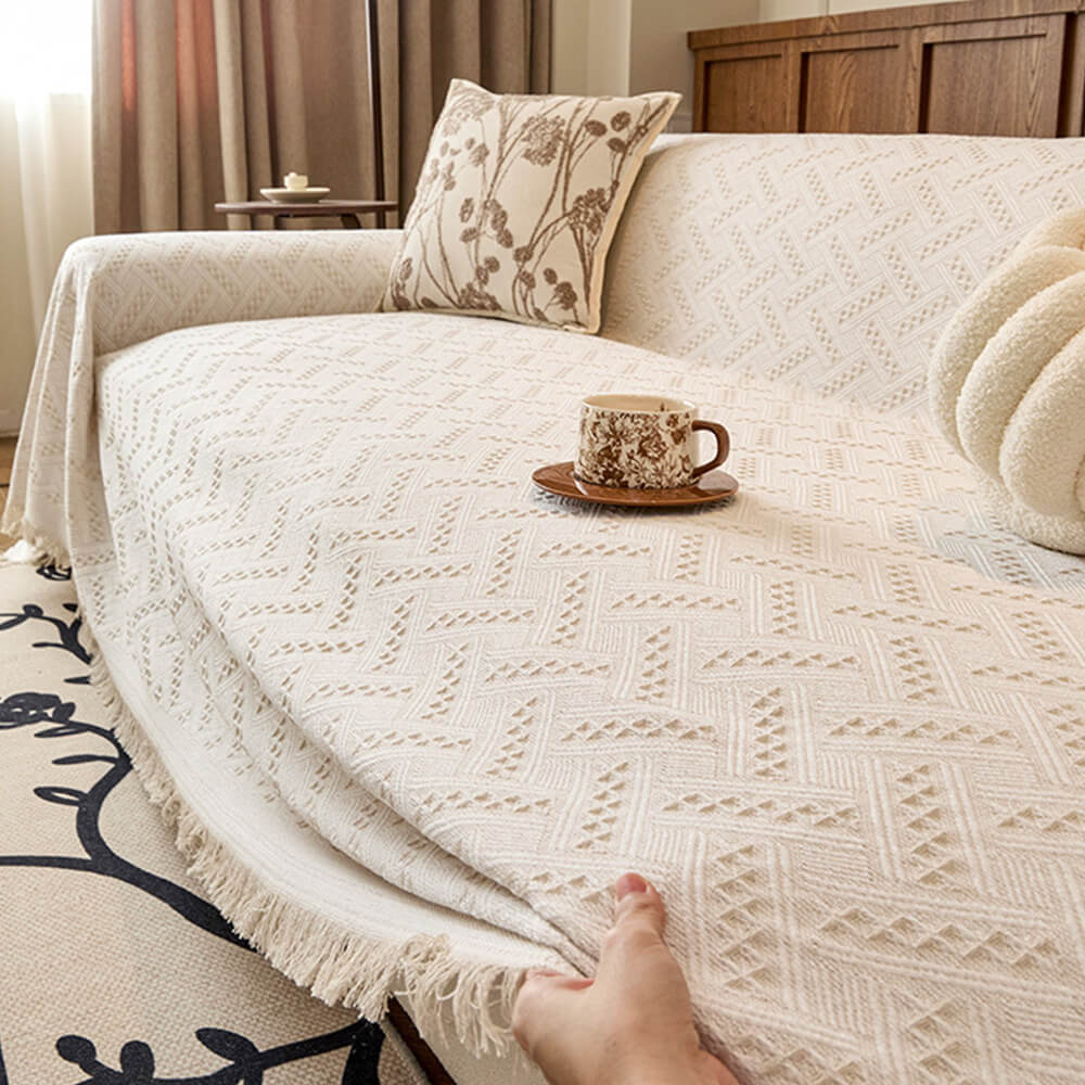 Soft T-Pattern Cotton Gauze Sofa Drape Throw Sofa Cover
