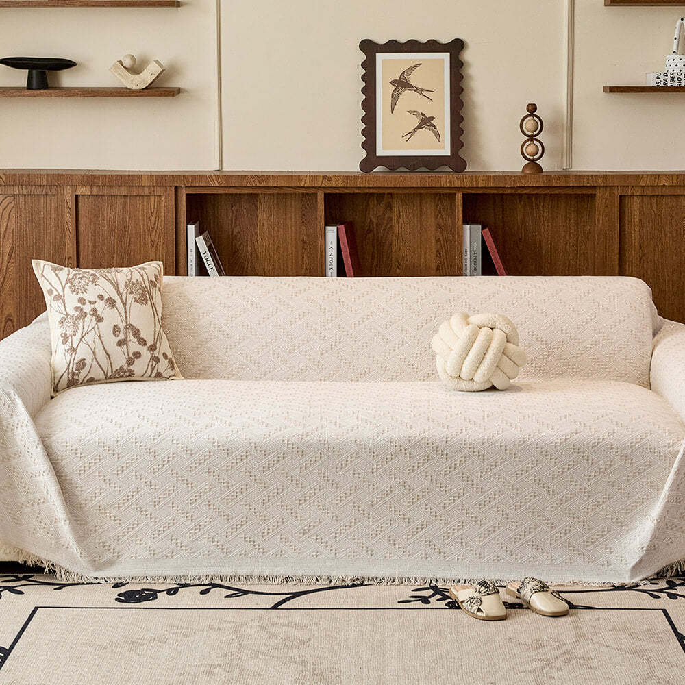 Soft T-Pattern Cotton Gauze Sofa Drape Throw Sofa Cover