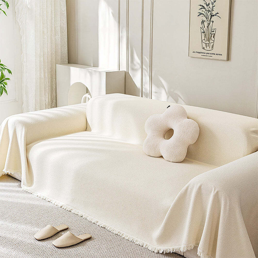 Soft Waterproof Teddy Plush Throw Sofa Cover