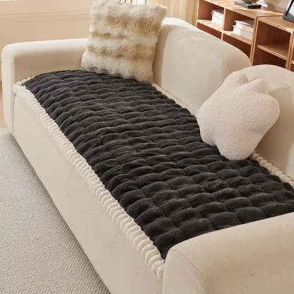 Solid-Colour Fluffy Sofa Decor Thickened Sofa Cover