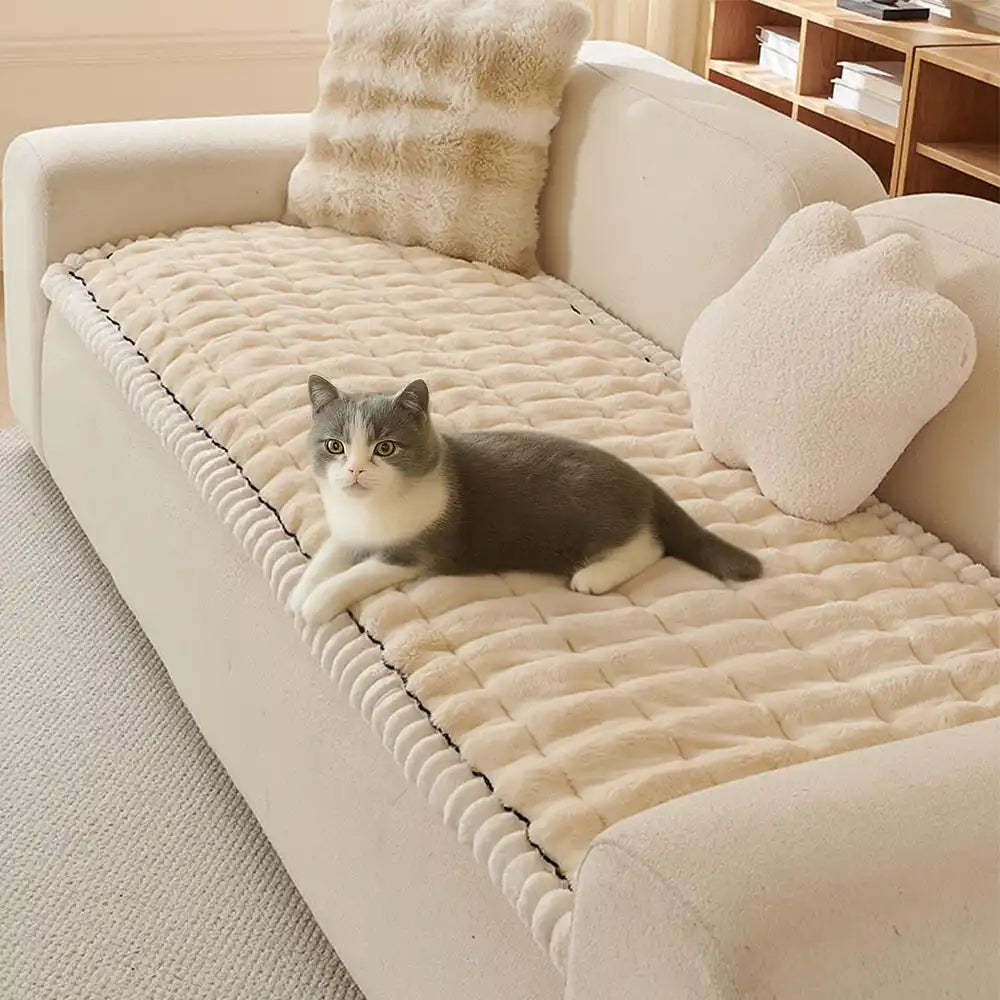 Solid-Colour Fluffy Sofa Decor Thickened Sofa Cover