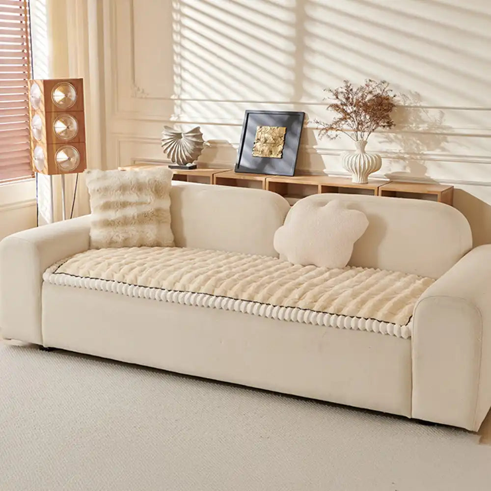 Solid-Colour Fluffy Sofa Decor Thickened Sofa Cover