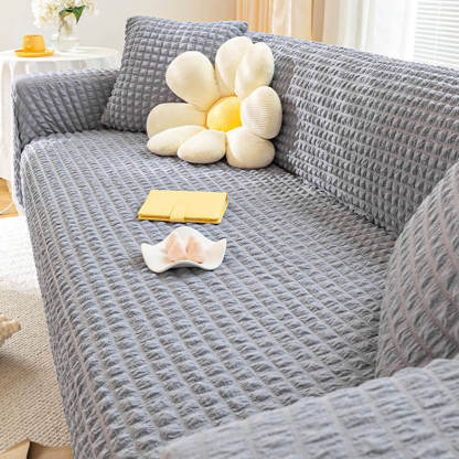 Square Bubble Seersucker Stretch Furniture Protector Magic Sofa Cover