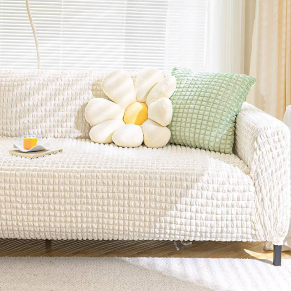 Square Bubble Seersucker Stretch Furniture Protector Magic Sofa Cover
