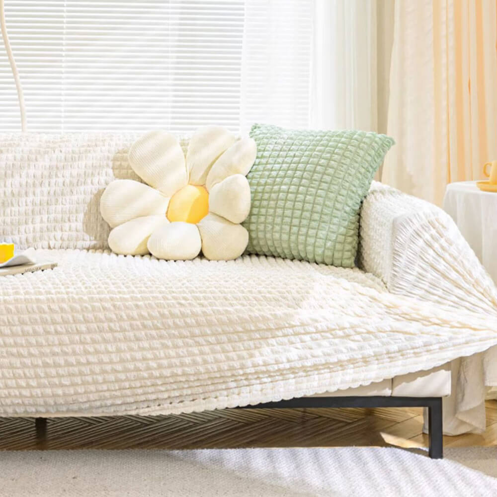 Square Bubble Seersucker Stretch Furniture Protector Magic Sofa Cover