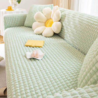 Square Bubble Seersucker Stretch Furniture Protector Magic Sofa Cover