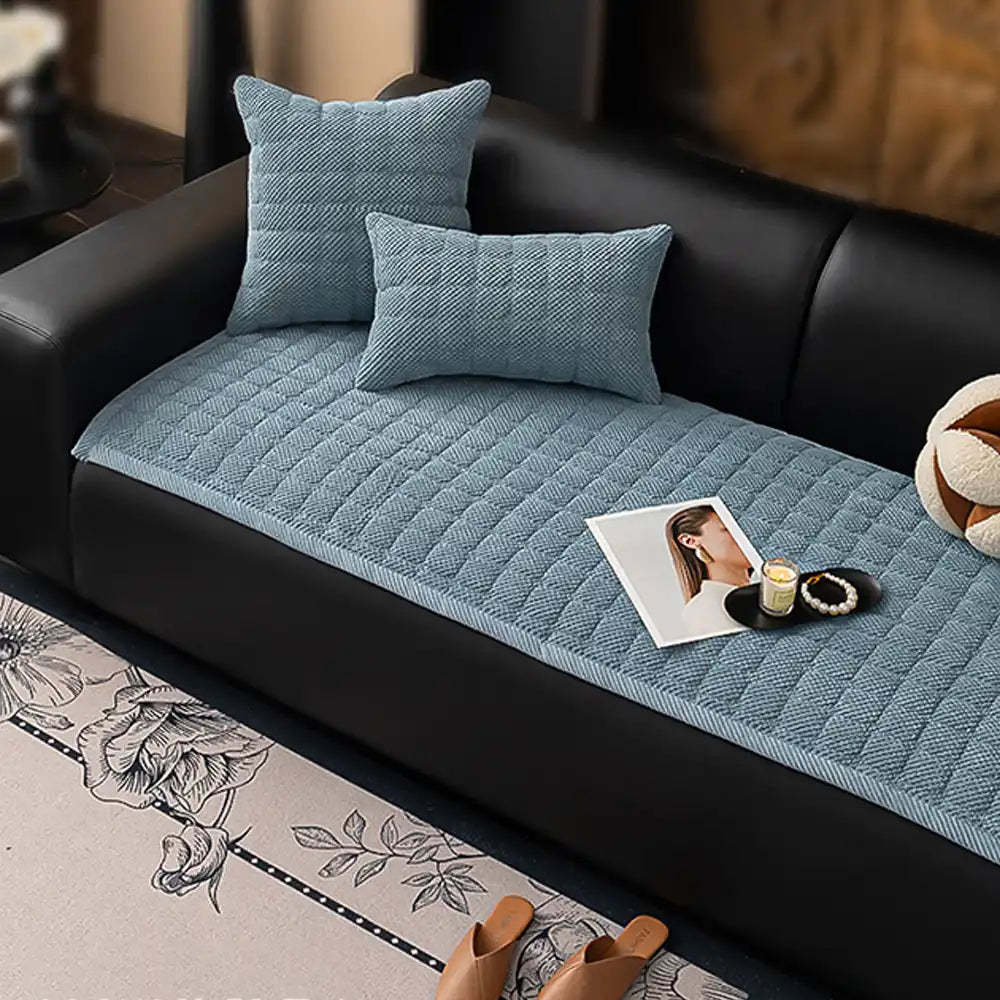 Square Corduroy Anti-Scratch Fabric Pet Friendly Non-Slip Sofa Cover