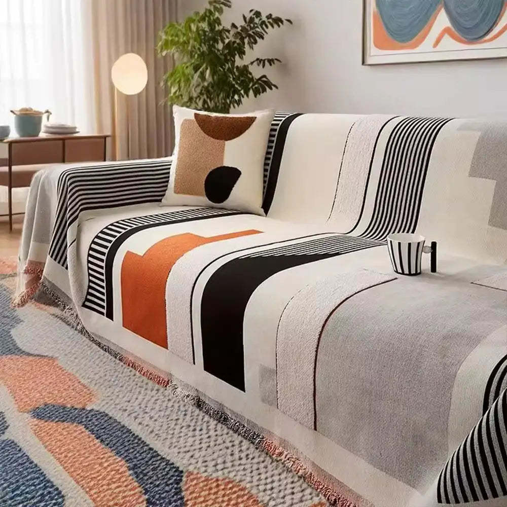 Stripe Art Scratch Resistant Chenille Multifunctional Sofa Protector Sofa Cover