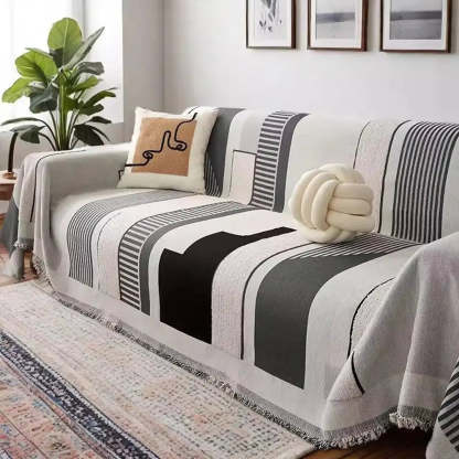 Stripe Art Scratch Resistant Chenille Multifunctional Sofa Protector Sofa Cover