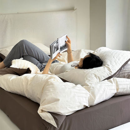 Striped Yarn-Dyed Cotton Duvet Cover Bed Sheet Set