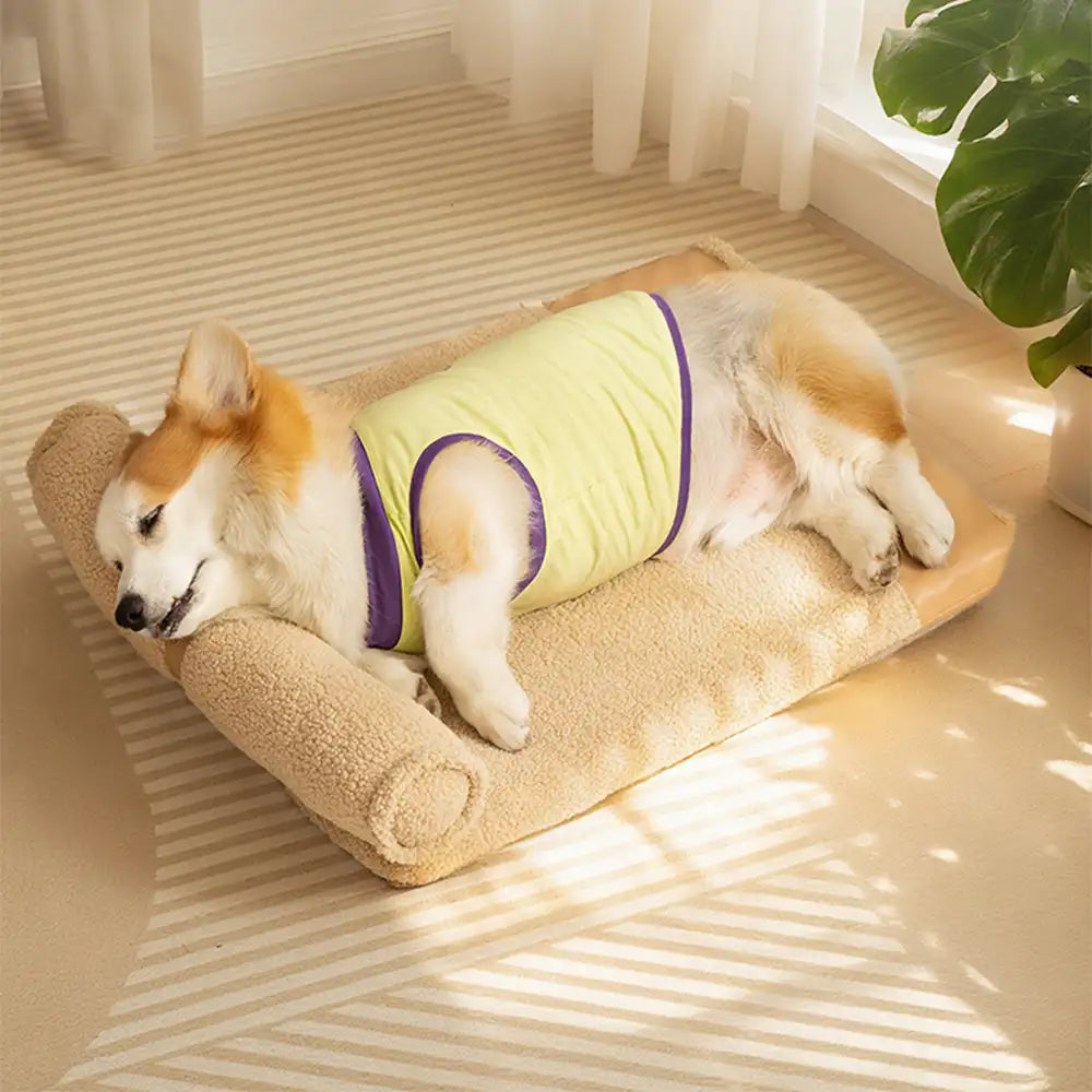 Teddy Fluffy Deep Sleep Large Space Pillow Dog Bed - Honey Amber