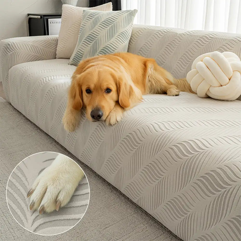 Thick Polar Fleece Jacquard Anti-Scratch Stretch Sofa Cover