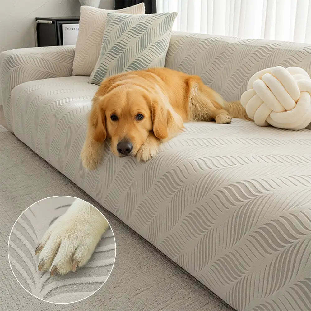 Thick Polar Fleece Jacquard Anti-Scratch Stretch Sofa Cover