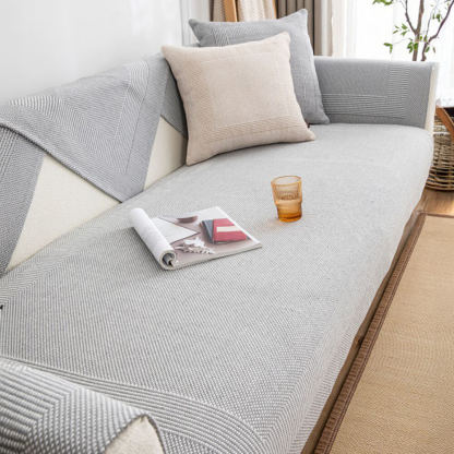 Thick Textured Weave Cotton Linen Anti-Scratch Sofa Cover