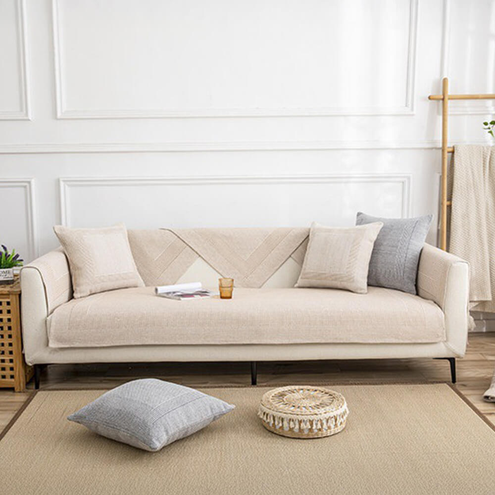 Thick Textured Weave Cotton Linen Anti-Scratch Sofa Cover
