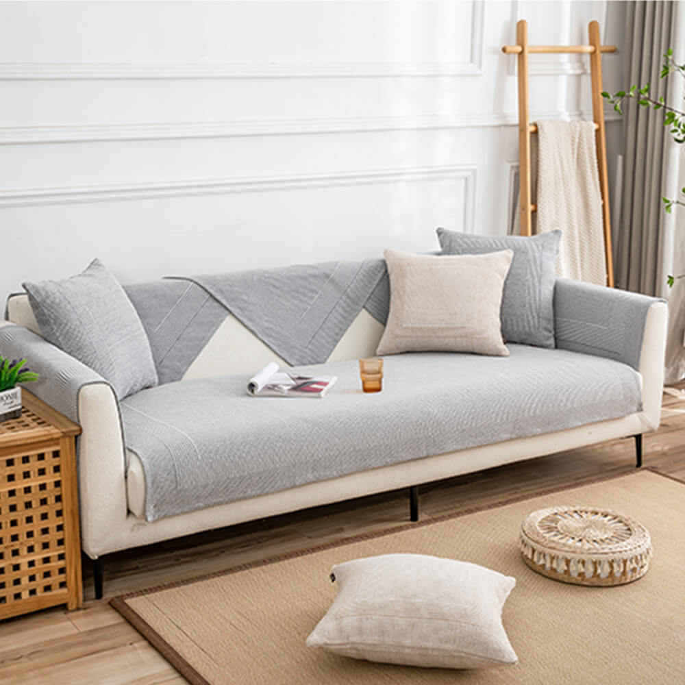Thick Textured Weave Cotton Linen Anti-Scratch Sofa Cover