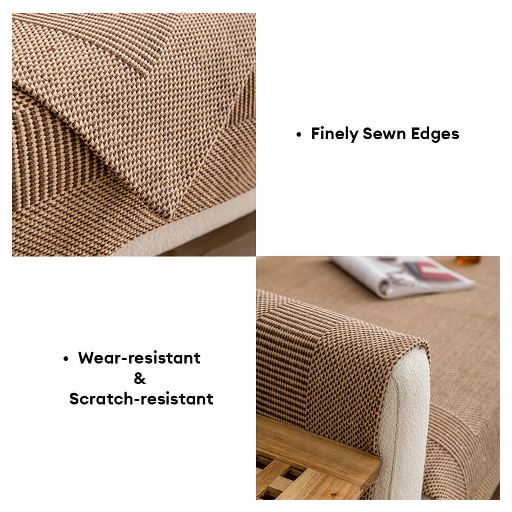 Thick Textured Weave Cotton Linen Anti-Scratch Sofa Cover