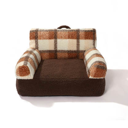 Vintage Chequered Washable Calming Dog & Cat Sofa Bed