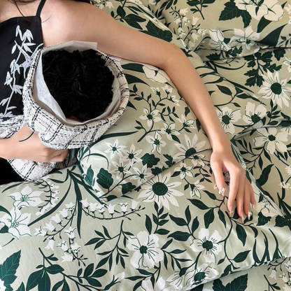 Vintage French Floral Cotton Duvet Cover Bed Sheet Set