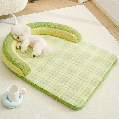 Vintage Plaid Spine Protection Large Dog Bed Pillow Dog Bed