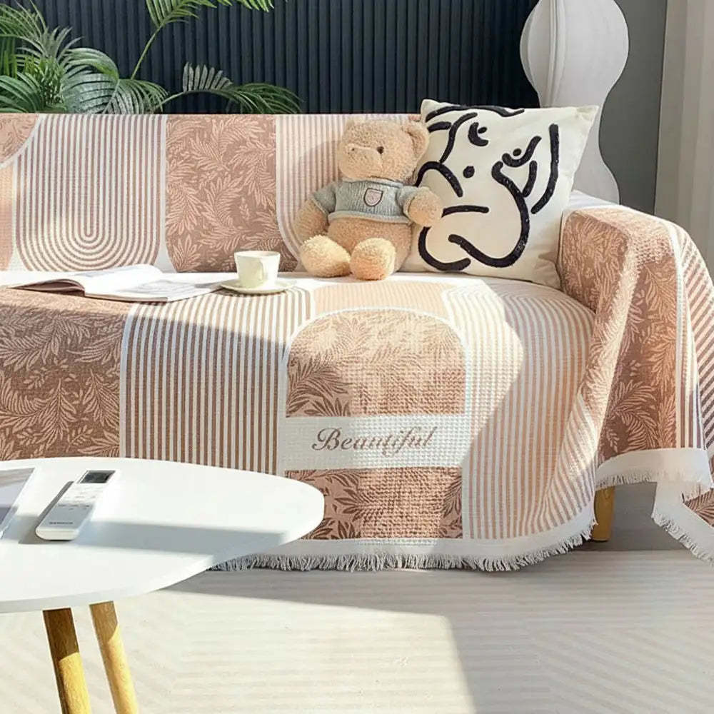 Waffle Texture Fabric Breathable Skin-Friendly Furniture Decorative Sofa Cover