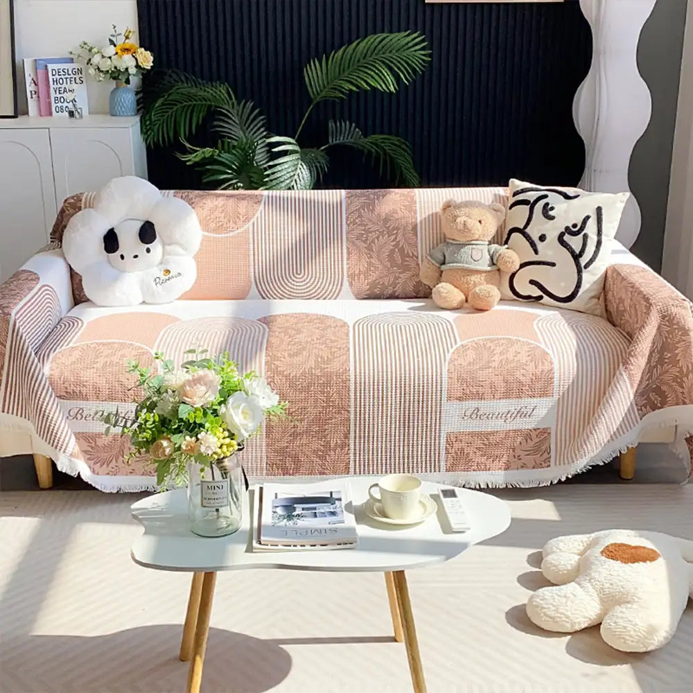 Waffle Texture Fabric Breathable Skin-Friendly Furniture Decorative Sofa Cover