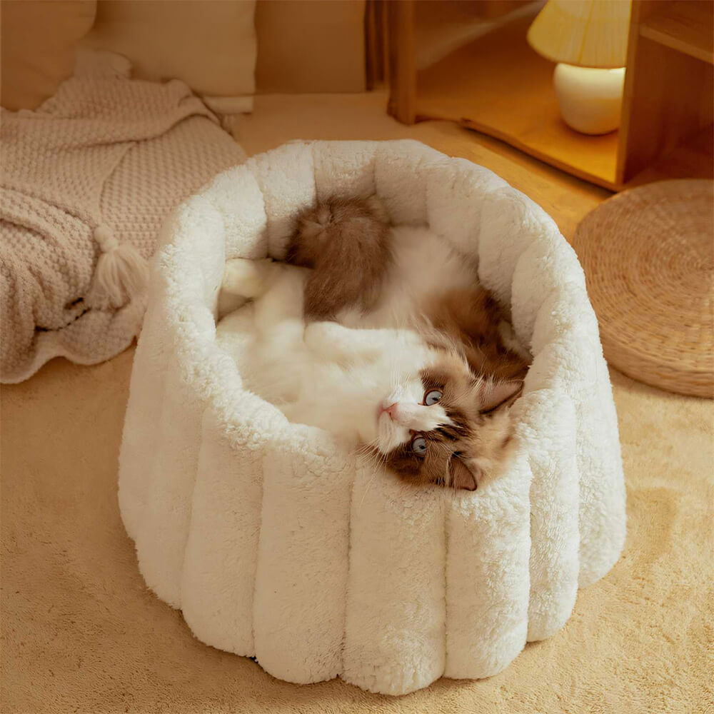 Warm Skin Friendly Full Support Multi Purpose Semi Enclosed Cat Bed