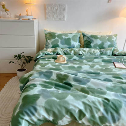 Watercolour Heart Gradient Cotton Duvet Cover Bed Sheet Set