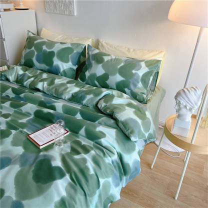 Watercolour Heart Gradient Cotton Duvet Cover Bed Sheet Set