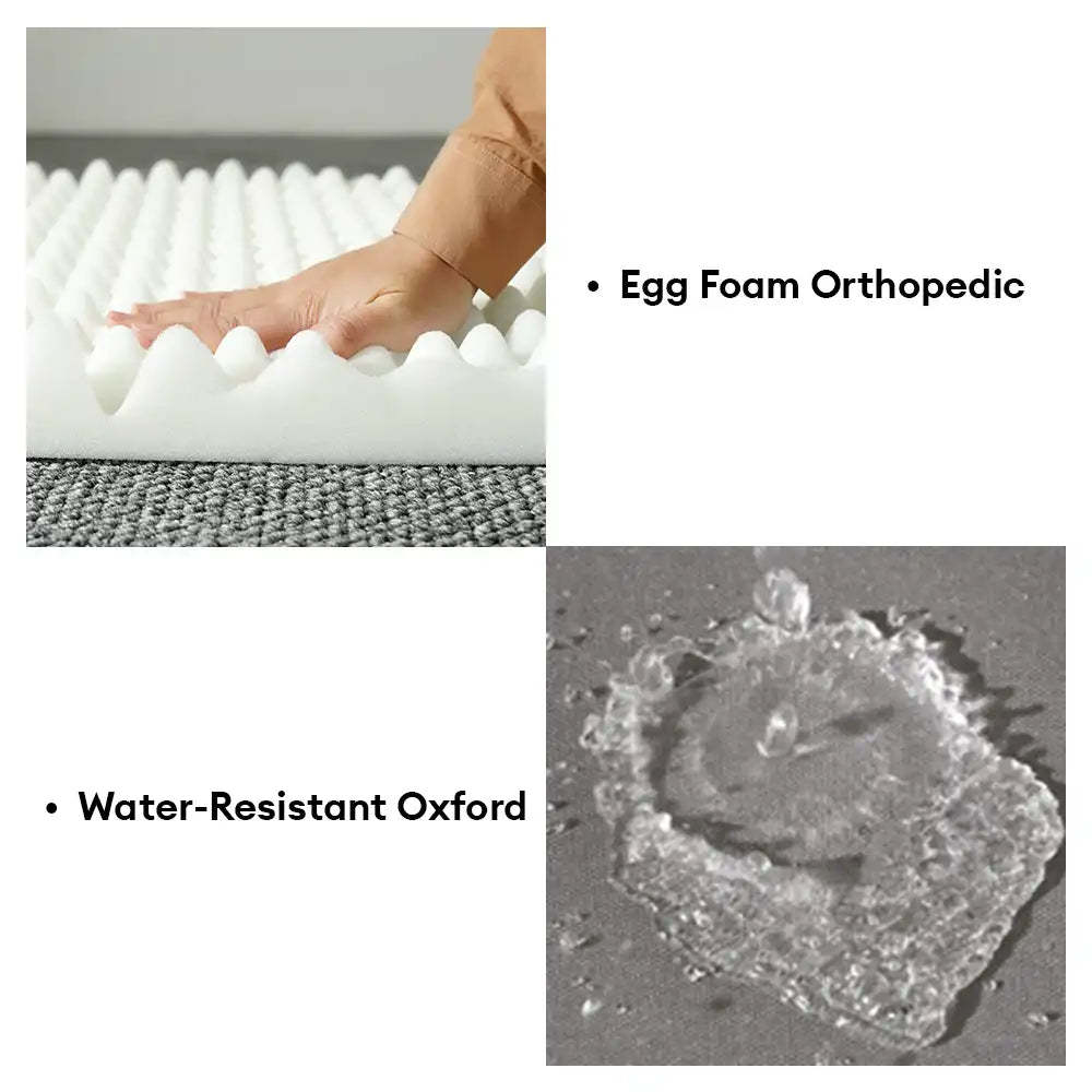 Waterproof Egg Foam Orthopaedic Bed with L Bolster Sides Large Dog Bed